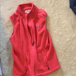 Vineyard vines coral colored fleece vest